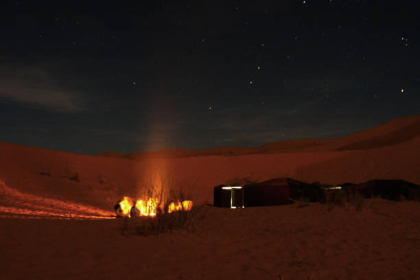 Merzouga is a small Moroccan town in the Sahara Desert, it is a gateway to Erg Chebbi, a huge expanse of sand dunes north of town.