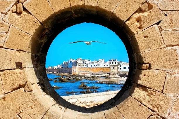 View of the old city through the fortress wall. Essaouira. Morocco.